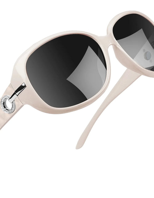 Load image into Gallery viewer, Polarized Sunglasses for Women Trendy Sparkling Oversized Big Composite Frame Shades (Light Beige)
