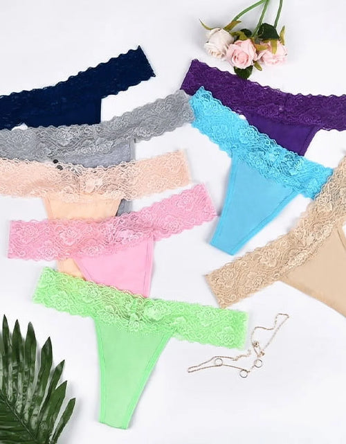 Load image into Gallery viewer, Sexy Lace Thongs for Women Thong Underwear Women Lace T-Back Panties Women Underwear Cotton Thongs Cheeky,10 Pack

