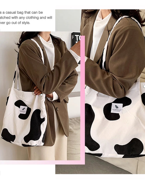 Load image into Gallery viewer, Corduroy Tote Bag with Inner Pocket, Large Canvas Shoulder Bag for Women and Girls
