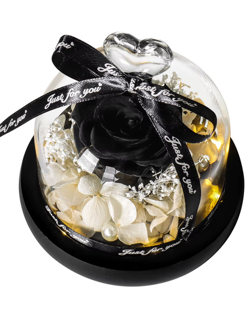 Load image into Gallery viewer, Gifts for Girls Eternal Flowers in Heart Glass Dome with Led Light Forever Preserved Rose Wedding Gift for Mom Women Girlfriend
