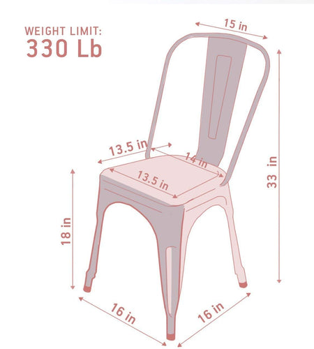 Metal Dining Chairs, Indoor/Outdoor and Stackable, Set of 4 (Bronze with Wooden Seat)