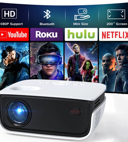 1080P Mini Projector with Bluetooth,Keystone Correction,Up to Support 240'' Screen
