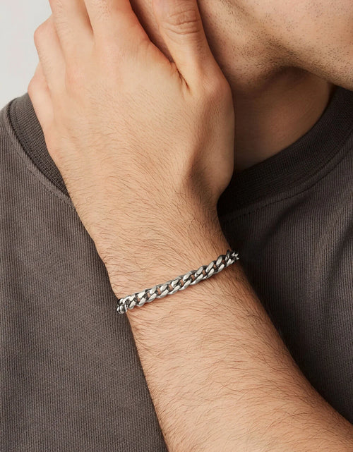 Load image into Gallery viewer, Men Chain Bracelet Cuban Stainless Steel Curb Bracelet 6MM 8.3 Inch Wrist Bracelet Mens Silver Jewelry
