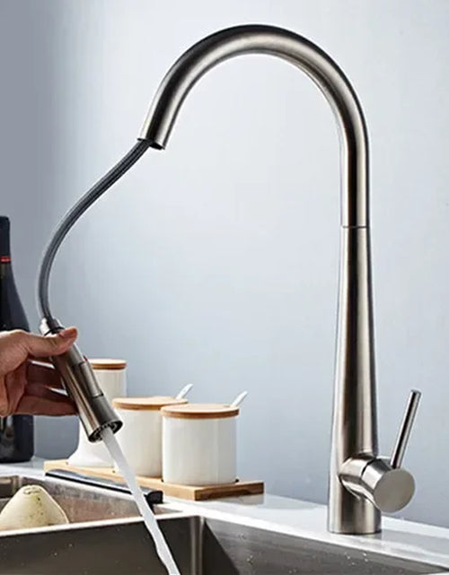 Load image into Gallery viewer, Brushed Kitchen Faucet  Smart Touch Kitchen Faucets Pull Out Kitchen Mixer Tap 304 Stainless Steel Sensor Kitchen Faucets
