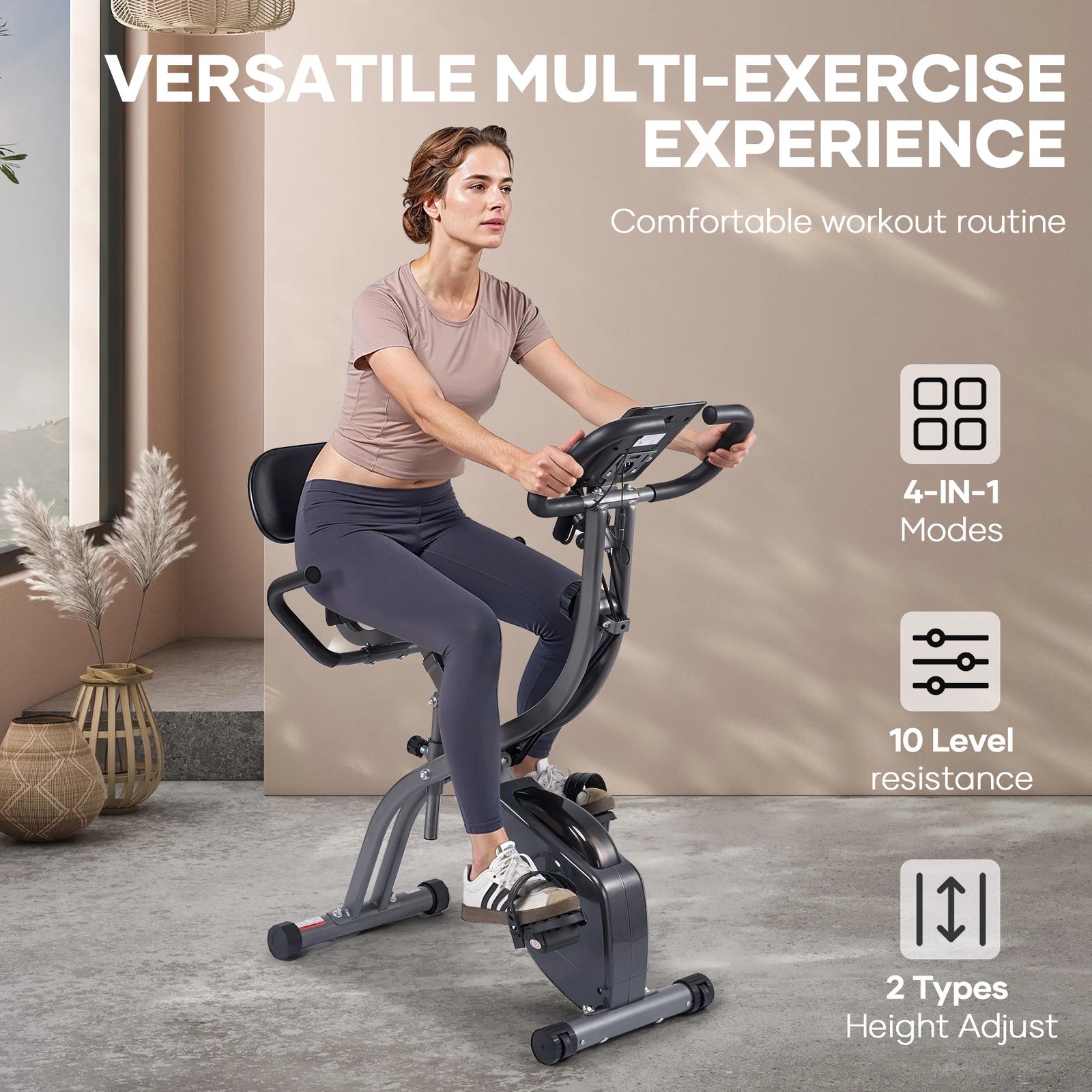 3In1 Folding Exercise Bike Magnetic Upright Bike with Pulse Sensor Indoor Cycling Stationary Exercise Bike Perfect for Home Use