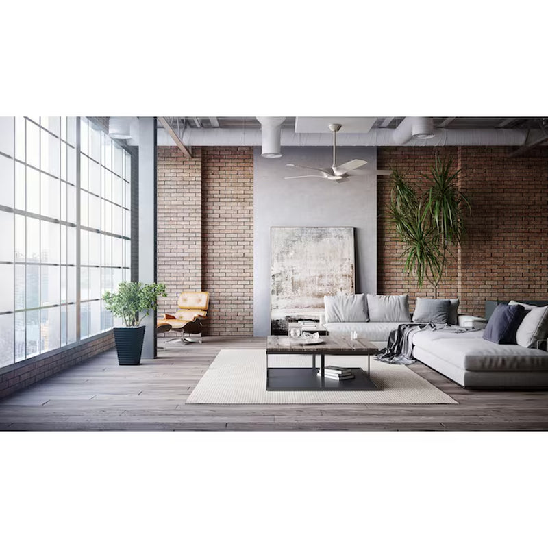 Vernal 60-In Painted Nickel with Painted Nickel Blades Integrated LED Covered Outdoor Smart Propeller Ceiling Fan with Light 5 -Blade