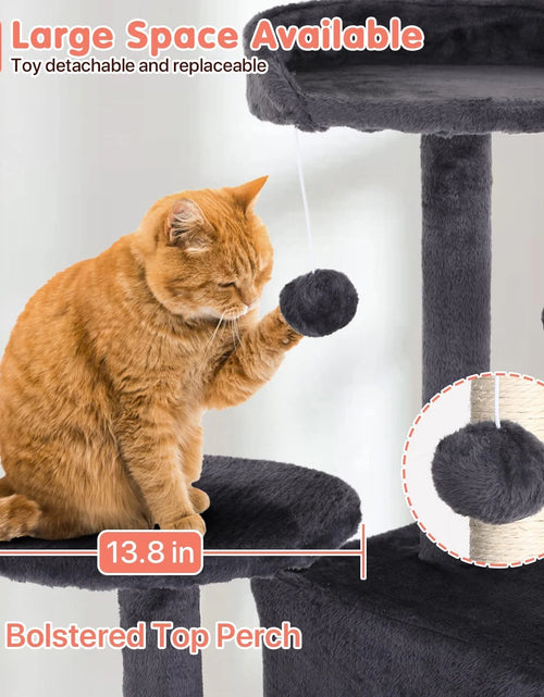 Load image into Gallery viewer, 54-In Double Condo Cat Tree Tower Playhouse with Scratching Post &amp; Perch for Indoor, Light Gray
