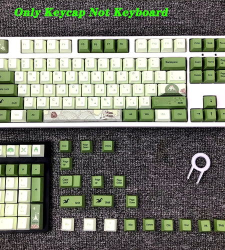 127 Keys Cherry Profile Matcha Green PBT Keycaps Mechanical Keyboard Dye-Subbed Mountain Forest Custom DIY Mx Switch Keycap