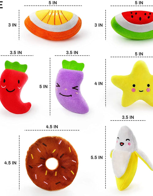 Load image into Gallery viewer, 14 Pack Dog Squeaky Toys Cute Stuffed Plush Fruits Snacks and Vegetables Dog Toys for Puppy Small Medium Dog Pets

