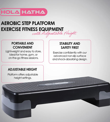 Aerobic Step Platform Exercise Fitness Equipment W/ Adjustable Height
