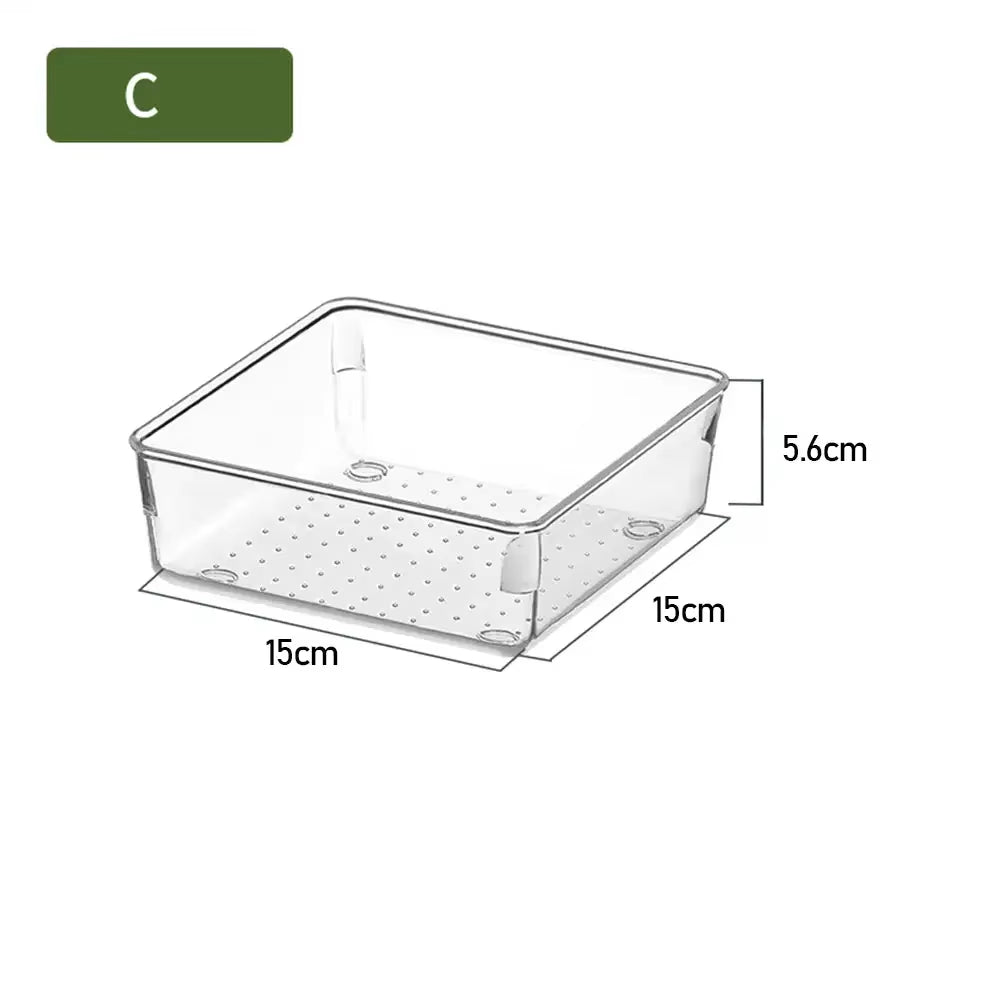 ClearNest Organizer – Transparent Anti-Scratch Drawer Storage Box for Cosmetics, Office & Home