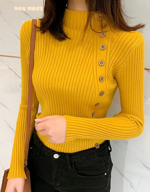Load image into Gallery viewer, Women Knitted Winter Pullovers 2024 Fashion Long Sleeve White Black Sweaters Turtleneck Korean Clothes Elegant Pink Ladies Tops

