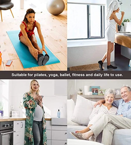 EASTIN 4 Pairs Non Slip Grip Socks Yoga Pilates Hospital Socks Sticky Grippers for Men Women