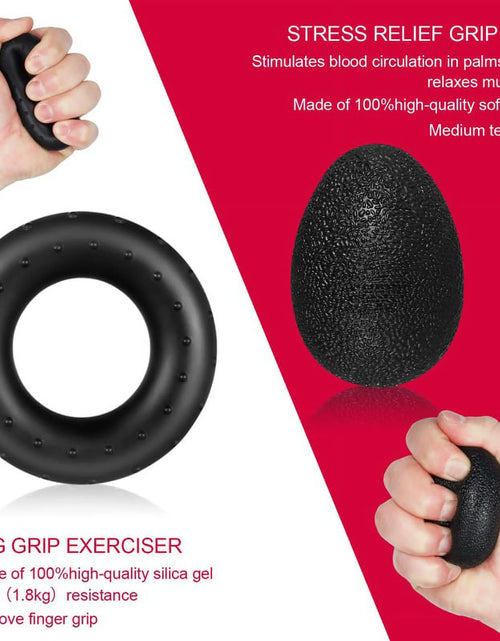 Load image into Gallery viewer, 6Pcs Hand Grip Strengthener Kit, Hand Strength Exerciser, Adjustable Resistance 22 to 132Lbs Hand Gripper,Finger Exerciser,Finger Stretcher,Grip Ring &amp; Stress Relief Grip Ball(Black)
