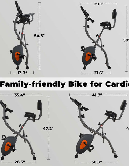 Load image into Gallery viewer, Folding Exercise Bike 3 in 1 Magnetic Stationary Recumbent Bike 10 Level Resistance for Home Use with Arm Resistance Bands
