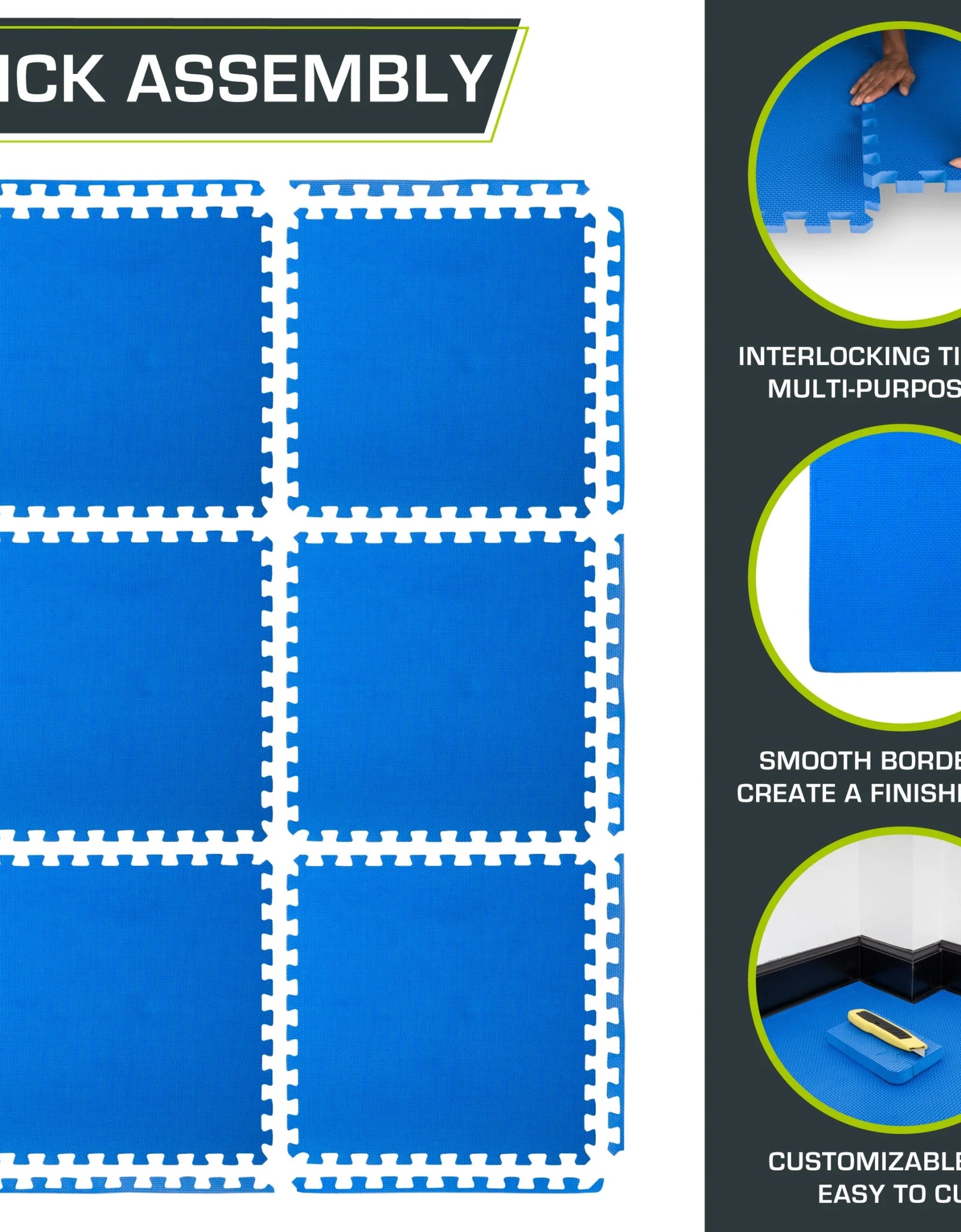 Extra Thick Puzzle Exercise Mat 1", EVA Foam Interlocking Tiles