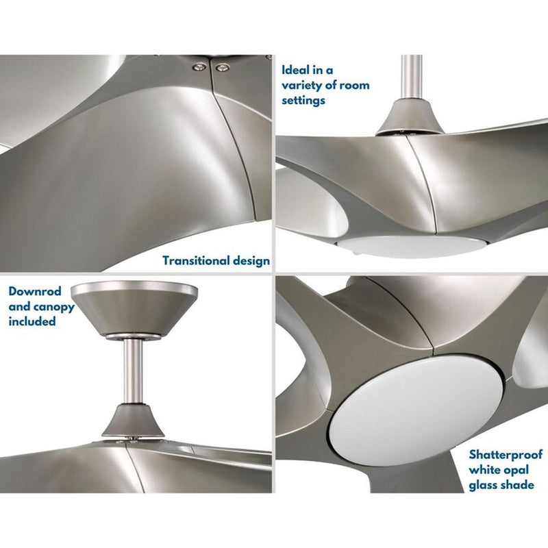 Vernal 60-In Painted Nickel with Painted Nickel Blades Integrated LED Covered Outdoor Smart Propeller Ceiling Fan with Light 5 -Blade