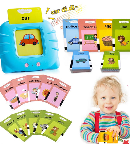 Talking Flash Cards Speech Therapy Toys-224 Sight Words Montessori Preschool Educational Learning Pocketspeech Development Toy for Toddler, Learning Pocket Speech Audible Flashcards (Blue)