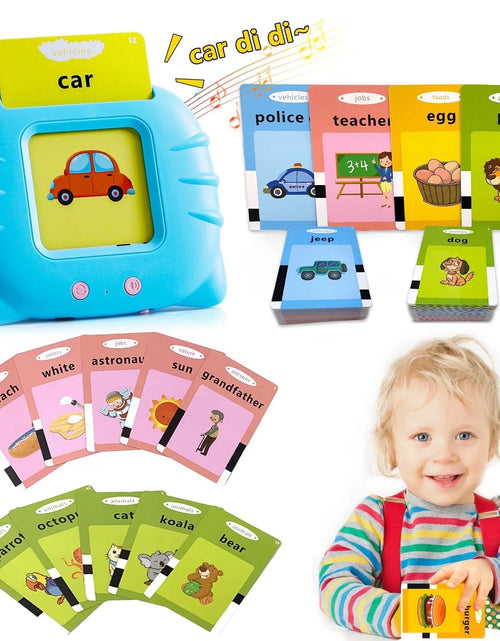 Load image into Gallery viewer, Talking Flash Cards Speech Therapy Toys-224 Sight Words Montessori Preschool Educational Learning Pocketspeech Development Toy for Toddler, Learning Pocket Speech Audible Flashcards (Blue)

