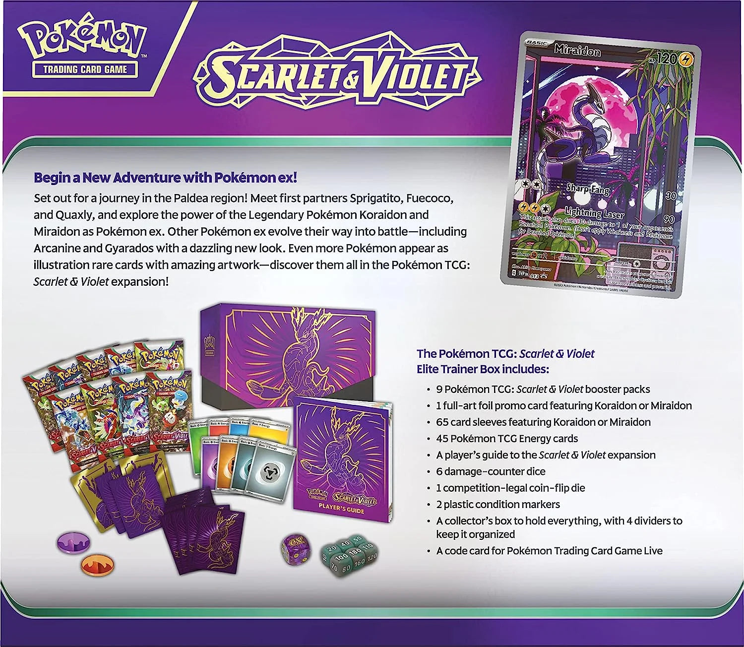 Trading Card Game: Scarlet & Violet Elite Trainer Box - Easy to Play (Red or Purple)