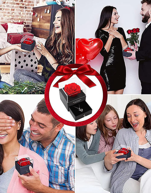 Load image into Gallery viewer, Preserved Red Real Rose with I Love You Necklace in 100 Languages -Eternal Flowers Rose Gifts for Mom Wife Girlfriend Her on Christmas Valentines Day Mothers Day Anniversary Birthday Gifts for Women
