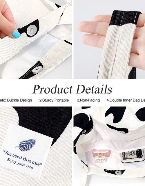 Load image into Gallery viewer, Corduroy Tote Bag with Inner Pocket, Large Canvas Shoulder Bag for Women and Girls
