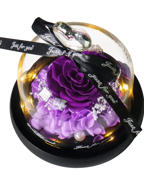 Load image into Gallery viewer, Gifts for Girls Eternal Flowers in Heart Glass Dome with Led Light Forever Preserved Rose Wedding Gift for Mom Women Girlfriend
