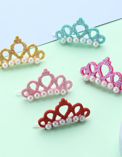Load image into Gallery viewer, Pet Small Dogs Cat Faux Pearl Crown Shape Bows Hair Clips Head Decoration for Pets Puppy Hairpins Decor Grooming Accessoires
