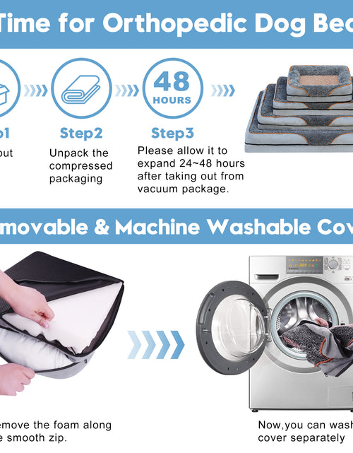 Load image into Gallery viewer, Dog Beds for Large Medium Small Dogs Orthopedic Pet Bed Sofa Supportive Egg Crate Foam Animal Couch with Removable Washable Cover Non Skid Bottom S to XL
