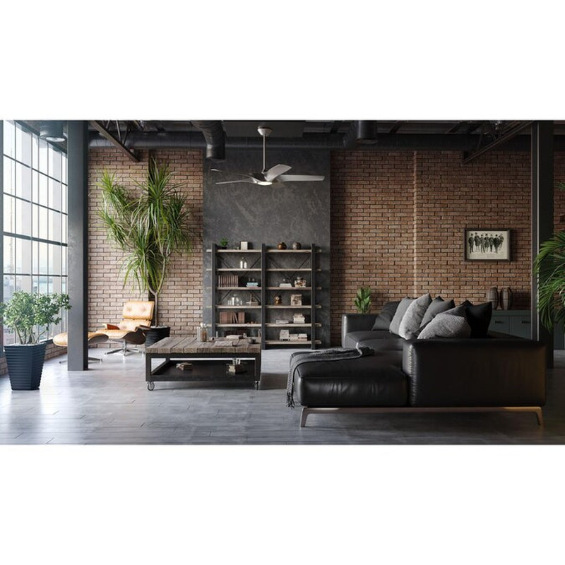 Vernal 60-In Painted Nickel with Painted Nickel Blades Integrated LED Covered Outdoor Smart Propeller Ceiling Fan with Light 5 -Blade