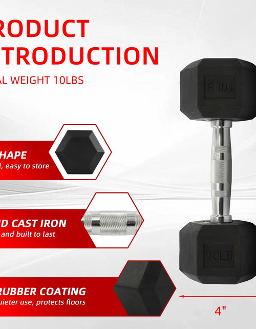 Load image into Gallery viewer, Rubber Encased Hex Dumbbell, Black, 10 Lb

