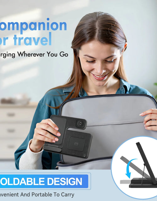 Load image into Gallery viewer, Charging Station,Wirelss Charger,Magnetic Charging Station Compatible with Iphone 17 16 15 14 13 12 11 Pro Max XS Xr,For Iwatch Series 9 8 7 6 5 4 3 2 Se,For Airpods 3 2 Pro,Black,No Adapter
