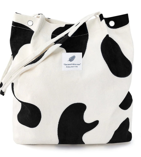 Corduroy Tote Bag with Inner Pocket, Large Canvas Shoulder Bag for Women and Girls