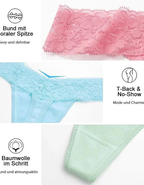 Load image into Gallery viewer, Sexy Lace Thongs for Women Thong Underwear Women Lace T-Back Panties Women Underwear Cotton Thongs Cheeky,10 Pack

