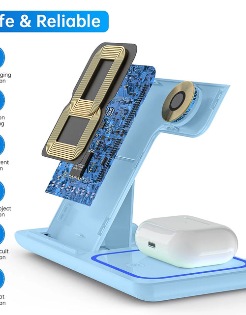 Load image into Gallery viewer, Cshiworld Wireless Charger for Iphone Multiple Devices, 18W 3 in 1 Wireless Iphone Charging Station for Iphone 17 16E 15 14 13 12 11 Pro Max, Iwatch 11 10 9 8 7 6 5 4 3 SE, Airpods 4 3 2 Pro (Blue)

