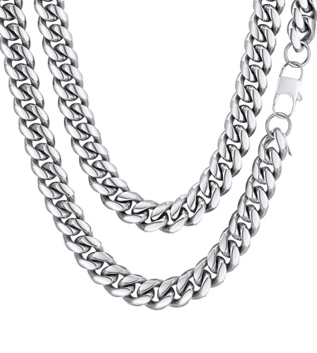 Men'S Stainless Steel Cuban Link Chain Necklace 10MM 18Inch Hip Hop Jewelry