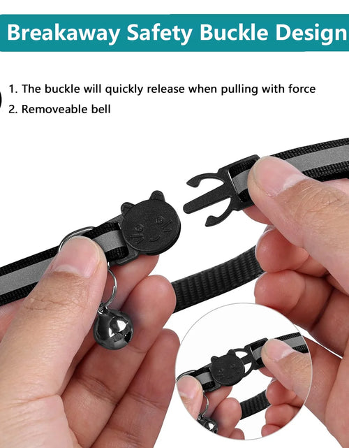 Load image into Gallery viewer, 2 Pack Breakaway Airtag Cat Collar, Reflective Kitten Strap with Air Tag Case and Bell for Cat Kitten and Extra Small Dog, Black
