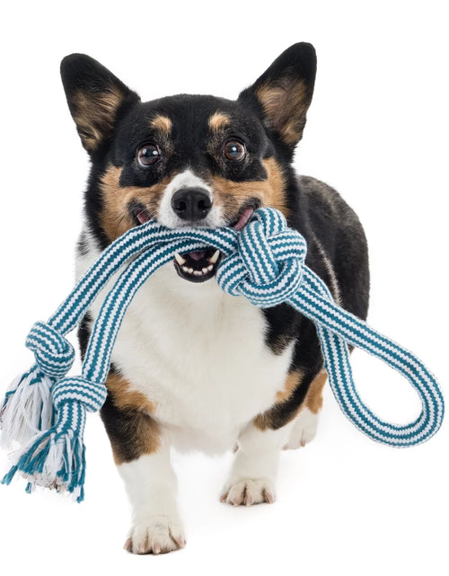 Load image into Gallery viewer, Flossy Chews 18" Extra Double-Tug Cotton-Blend Chew Dog Toy with Loop Handle, Asst Colors
