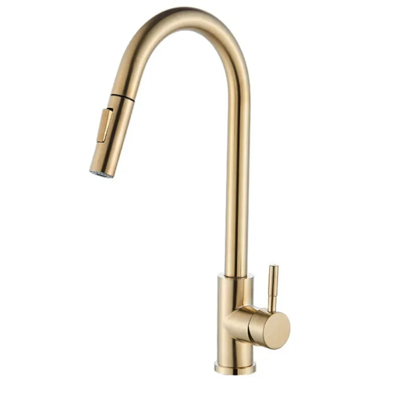 Brushed Kitchen Faucet  Smart Touch Kitchen Faucets Pull Out Kitchen Mixer Tap 304 Stainless Steel Sensor Kitchen Faucets