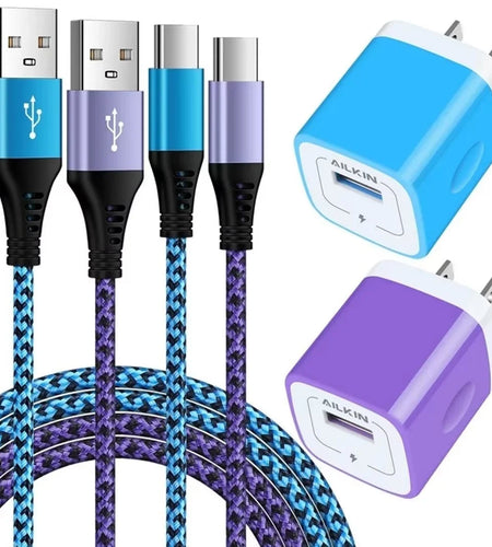 Charging Block,Type C Charger Block Fast Charging  2PCS Charger Block with 2PCS Type C Charging Cables 6Ft USB C Cables Wall Charger Block Plug Android Charger Phone Cords Type C