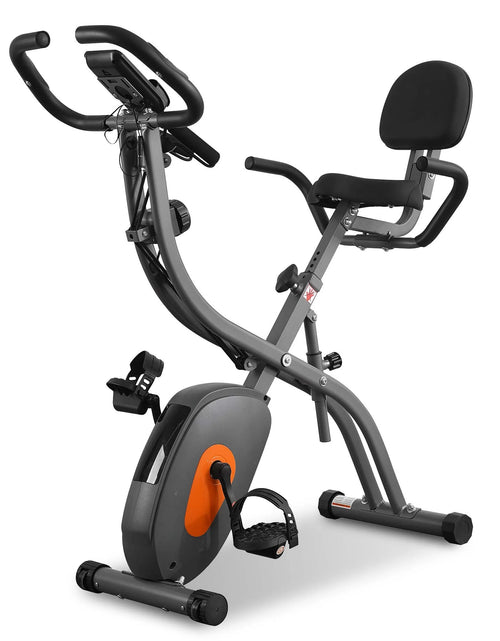 Load image into Gallery viewer, Folding Exercise Bike 3 in 1 Magnetic Stationary Recumbent Bike 10 Level Resistance for Home Use with Arm Resistance Bands
