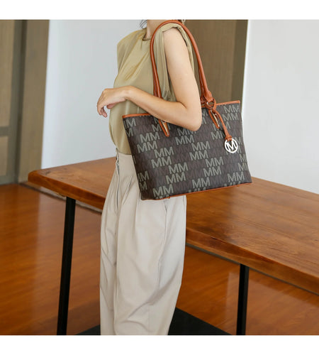 Marimar Women'S Tote Bag with Pouch and Wristlet, Signature 4 Piece Set by Mia K - Red