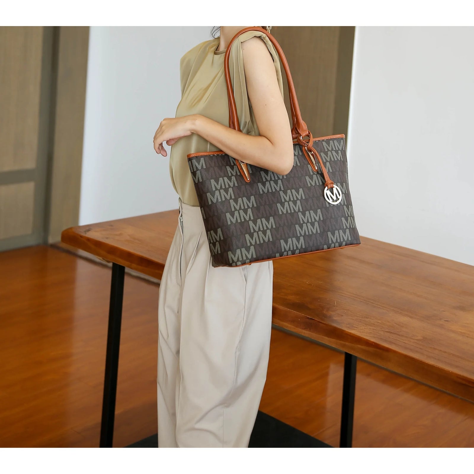 Marimar Women'S Tote Bag with Pouch and Wristlet, Signature 4 Piece Set by Mia K - Red