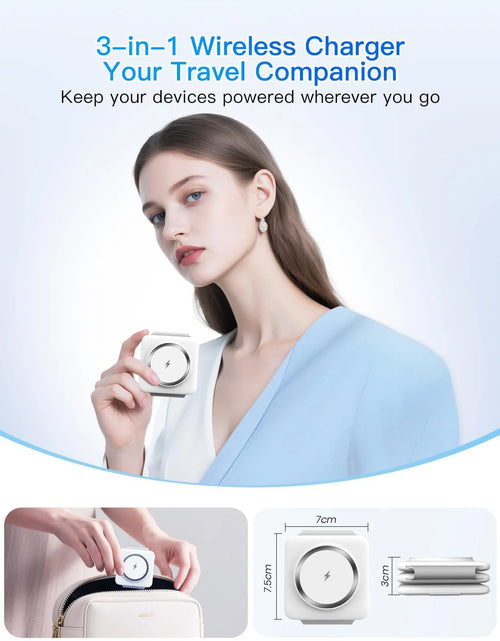 Load image into Gallery viewer, Magnetic Wireless Charger Compatible for Iphone: Fodable 3 in 1 Charging Station for Apple Multiple Devices - Travel Charging Pad Dock Compatible for Iphone 15 14 13 12 Pro Max plus &amp; Airpod
