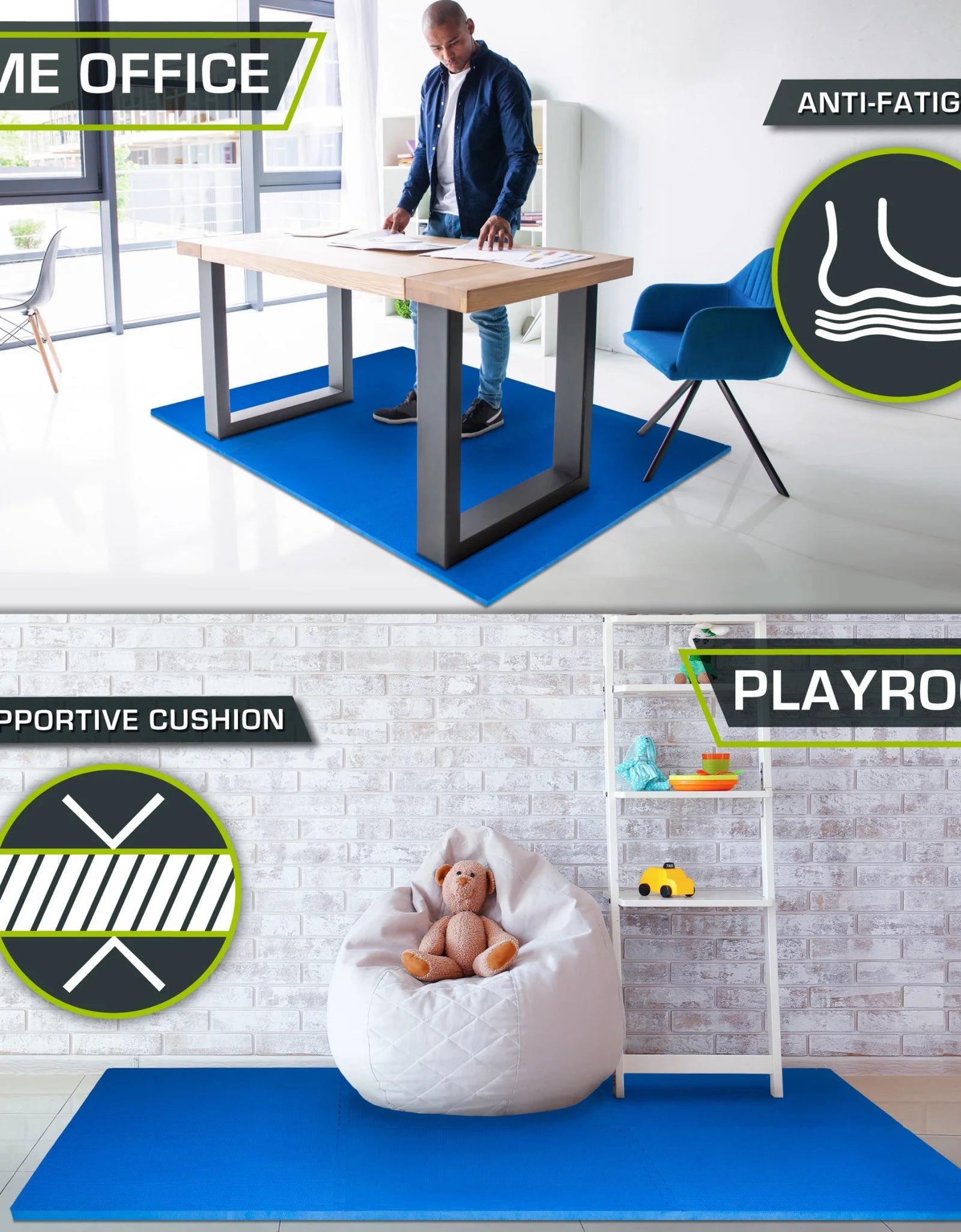 Extra Thick Puzzle Exercise Mat 1", EVA Foam Interlocking Tiles