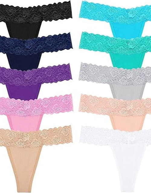 Load image into Gallery viewer, Sexy Lace Thongs for Women Thong Underwear Women Lace T-Back Panties Women Underwear Cotton Thongs Cheeky,10 Pack
