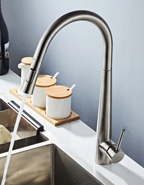 Load image into Gallery viewer, Brushed Kitchen Faucet  Smart Touch Kitchen Faucets Pull Out Kitchen Mixer Tap 304 Stainless Steel Sensor Kitchen Faucets

