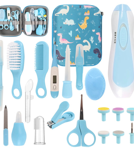 Baby Healthcare and Grooming Kit,20 in 1 Electric Safety Nail Trimmer Baby Nursery Set Newborn Nursery Health Care Set with Hair Brush Comb for Infant Toddlers Kids Baby Shower Gifts-Blue
