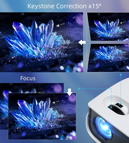 1080P Mini Projector with Bluetooth,Keystone Correction,Up to Support 240'' Screen
