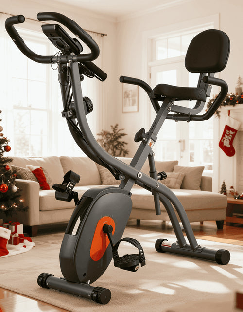 Load image into Gallery viewer, Folding Exercise Bike 3 in 1 Magnetic Stationary Recumbent Bike 10 Level Resistance for Home Use with Arm Resistance Bands
